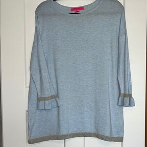 Lilly Pulitzer Light Blue Long Sleeve Sweater with Gold Accents